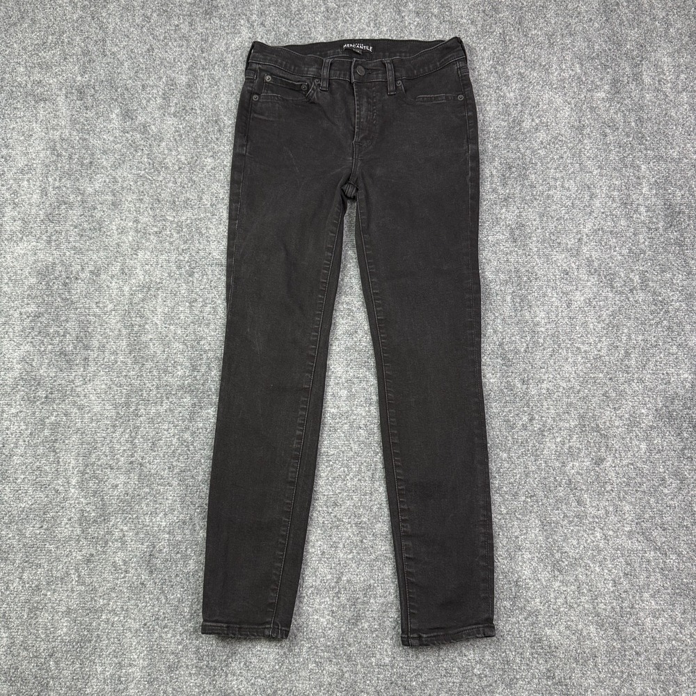 J. Crew Mercantile Womens Skinny Jeans Size 27 Black Mid Rise Dark Wash Denim